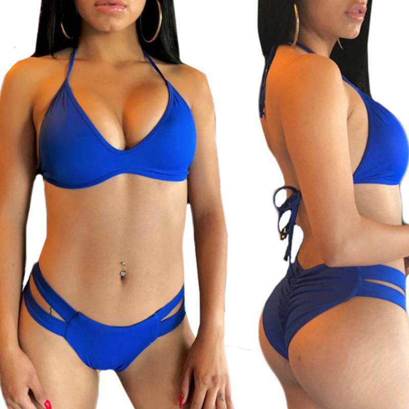 Bikini Set Sexy Push Up Trajes de Baño Mujeres Brasileña Traje de Baño  Cintura Baja Biquini Halter Dos Piezas Traje de Baño comprar a buen precio  — entrega gratuita, reseñas reales con