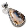 Natural Montana Agate Gemstone Handmade 925 Sterling Silver Pendant 2.40" A4m91