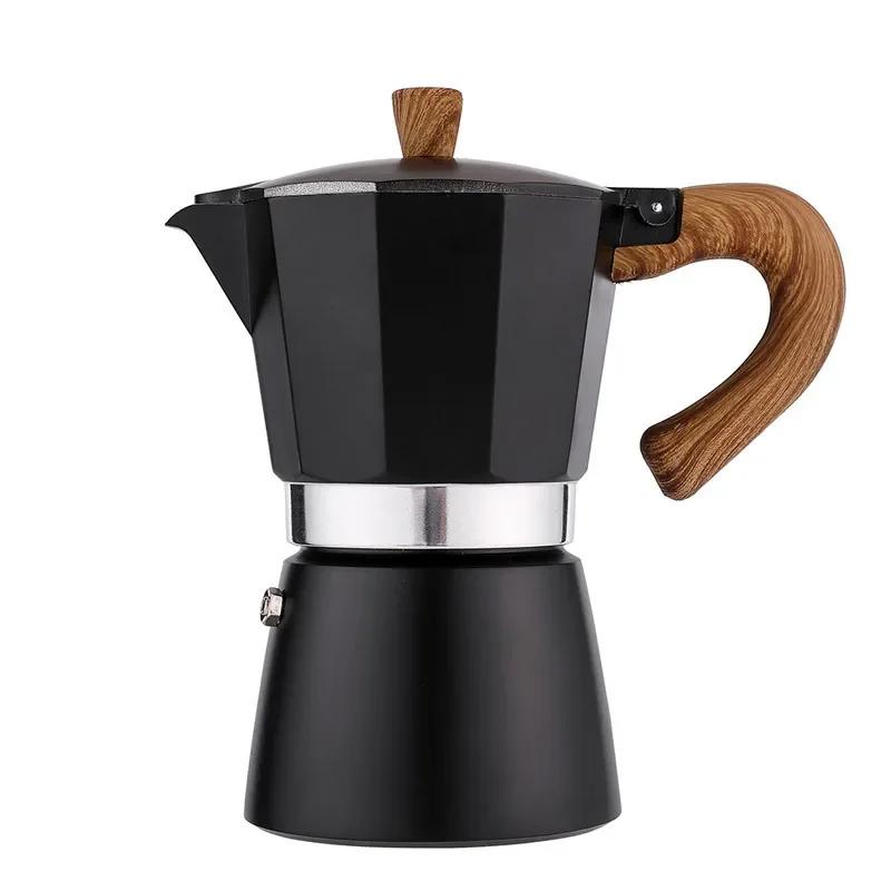 150ML Italian Moka Pot Stove-Top Coffee Maker with Aluminum Pressure Valve for Espresso Cold Brew Durable Octagonal Design