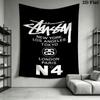 City List Text Tapestry, Black Background Street Brand Logo No.4 Wall Hanging Decor