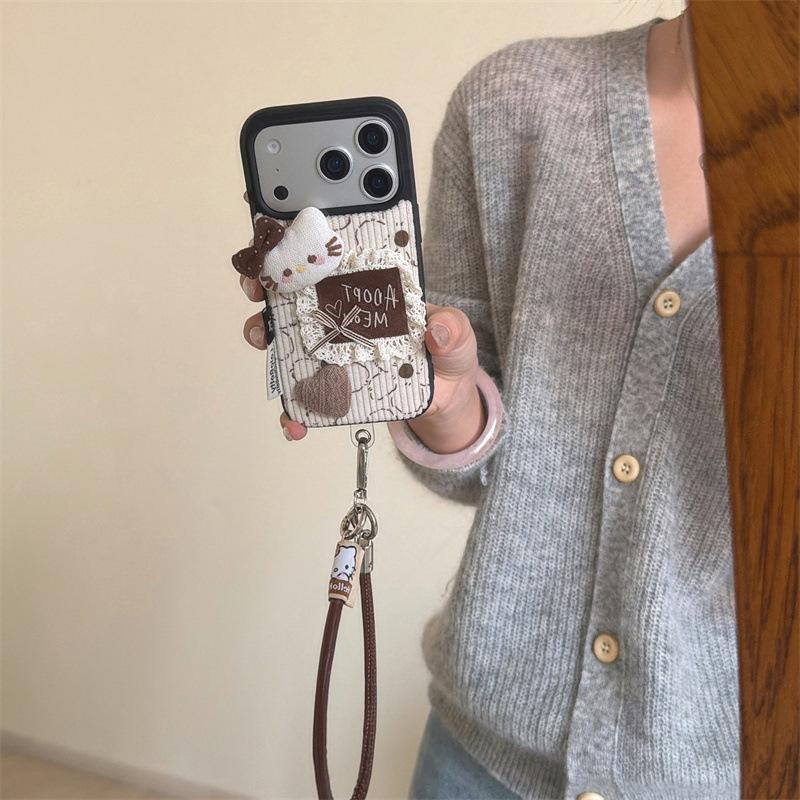 Floral 3D Heart Cat Head iPhone 17/16 Pro Max/15/14 Autumn/Winter Case