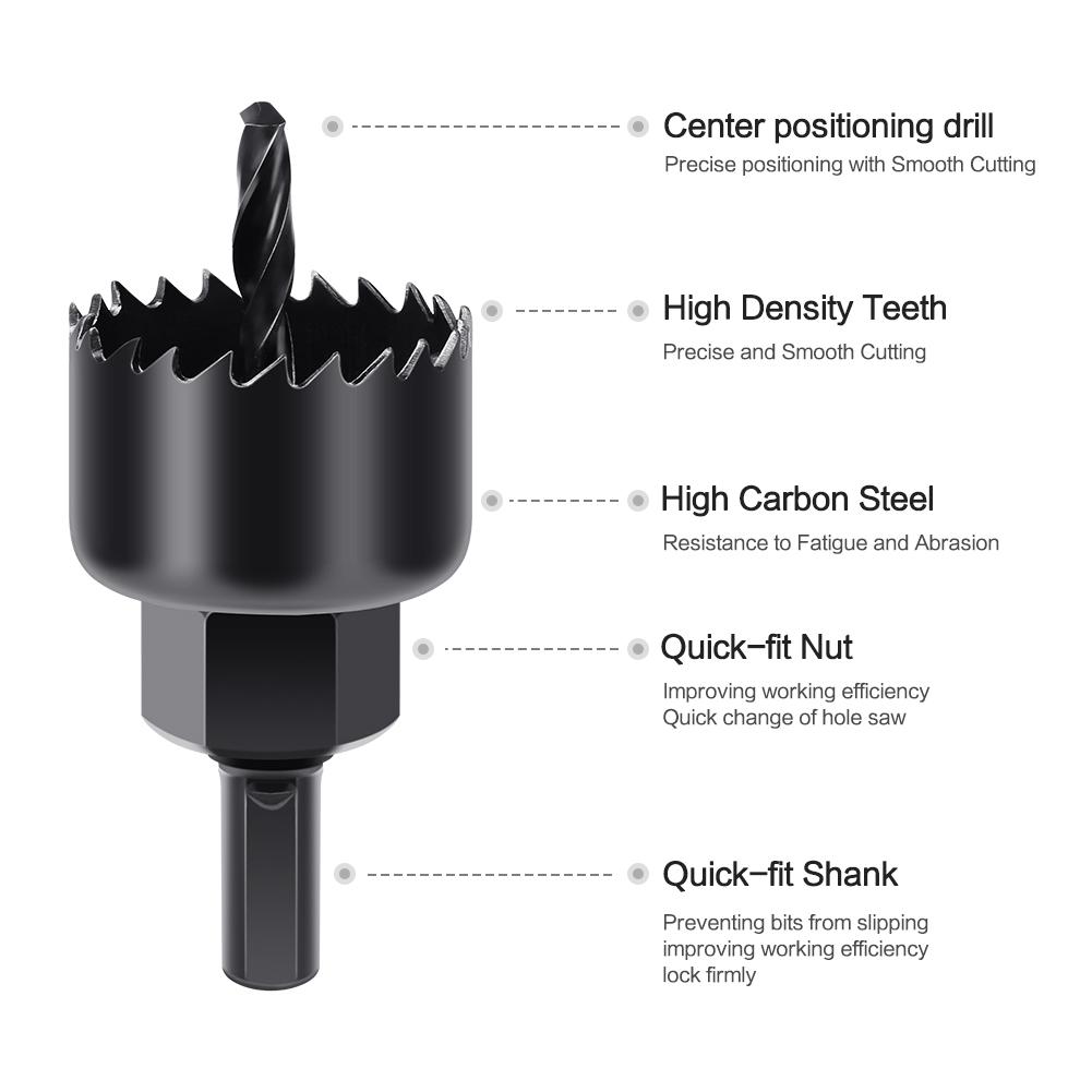 For Soft Wood PVC Board Plasterboard 5/8/13pcs Hole Saw Kit Drill Bit 19-127mm Hole Cutter Set
