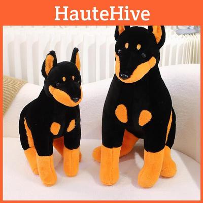 Sitzender Dobermann Hund Plüschtier Tier Stoffpuppe Heimdekoration Geschenk Kinder