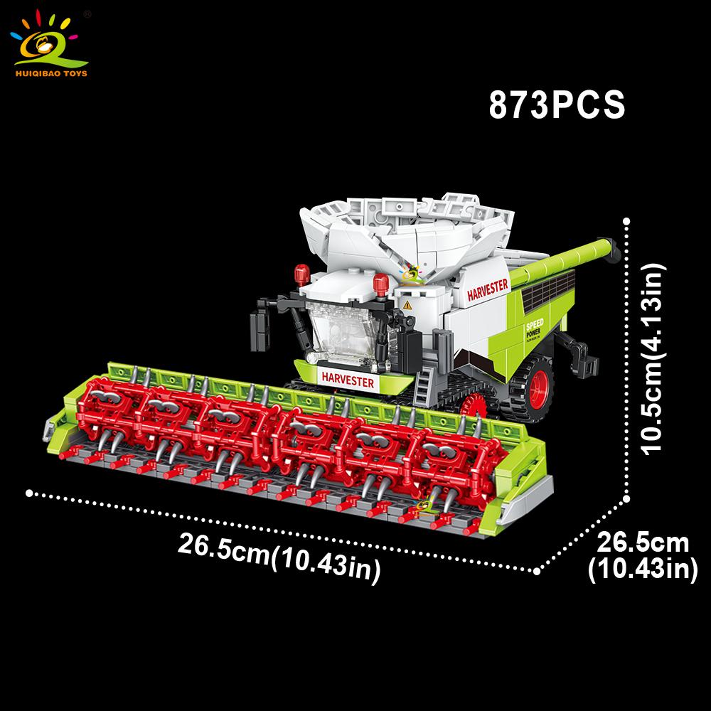 HUIQIBAO Model Camion Fermier Bloc de Construcție Tractor Cultivator Vehicul Combină MOC Cărămidă Mașină Jucărie de Construcție Oraș Pentru Copii