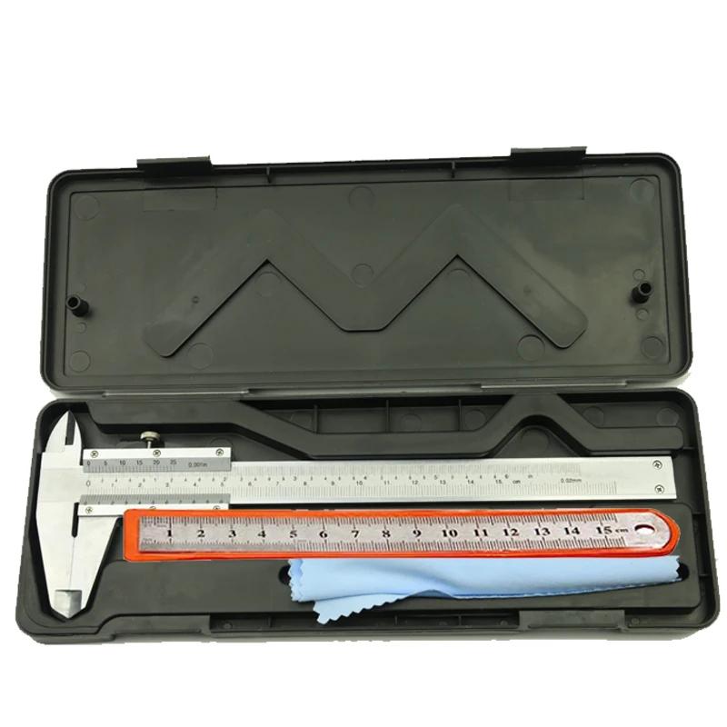 High Precision 0.02mm/0.001" Stainless Steel Vernier Caliper 0-6Inch/0-150mm Manual Caliper Durable Slide Caliper Measuring Tool
