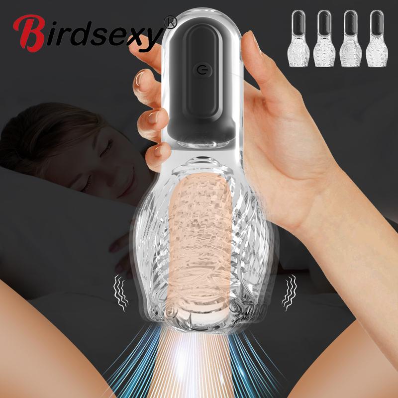 Male Masturbator Cup Vibrators Sex Toys for Men Soft Pussy Transparent Vagina Cup Oral Tornado Masturbate Adult Supplies Vacuum