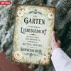 Vintage German Floral Metal Sign, 2D Flat Windproof Wall Art, Romantic Home Decor