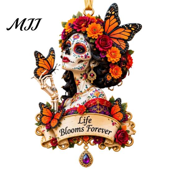 Vnitřní bytové doplňky Ozdoba na Den mrtvých, Mexická květinová kostra Závěsná dekorace, Akrylové Potřeby pro oslavu Festivalu Dia De Los Muertos