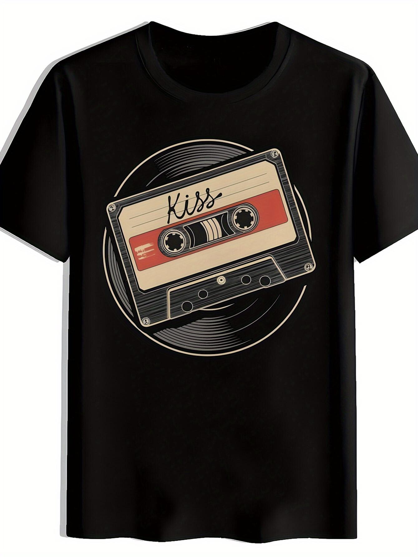 Retro Rock Band Graphic T-shirt -  Kiss  Cassette Tape Design XL