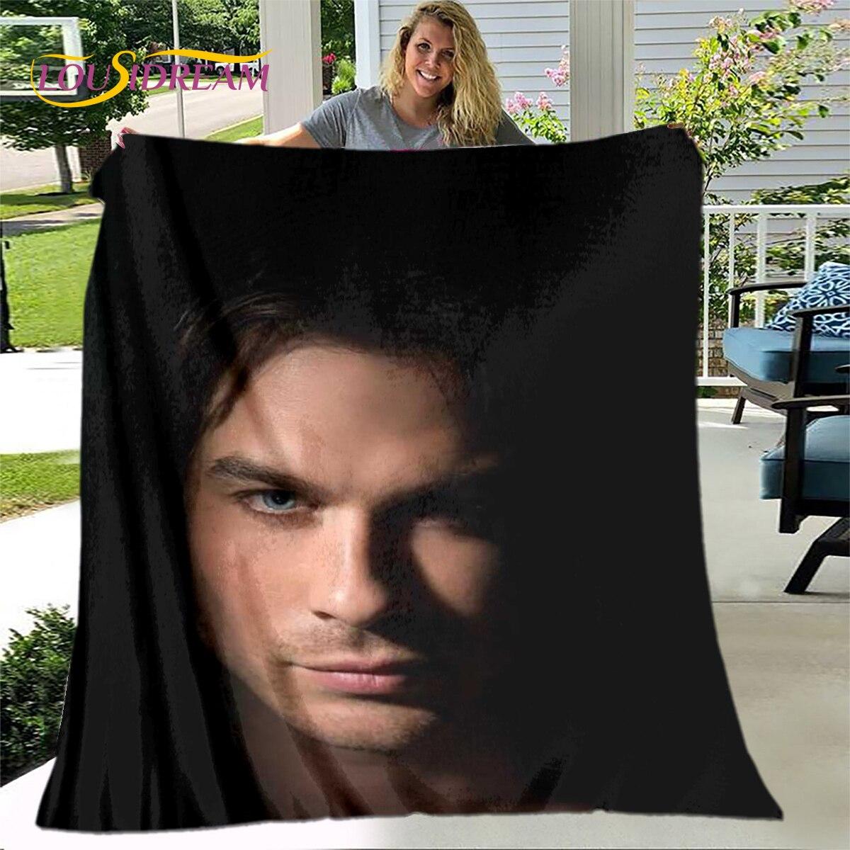 

Щільний плед з принтом «Щоденники вампіра», Фланелевий плед, М який теплий плед для вітальні, спальні, ліжок, дивана, подорожей 75x90cm