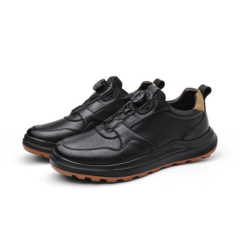 Fashion Top Quality Solid Color Fashion Mens Sneakers Genuine Leather Casual Shoes Luxury Brand Platform Walking Footwear Driving Shoes