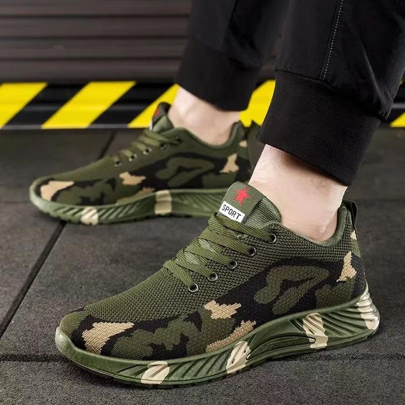 Military training camouflage shoes 22 autumn training shoes college students breathable mesh casual sports running shoes training