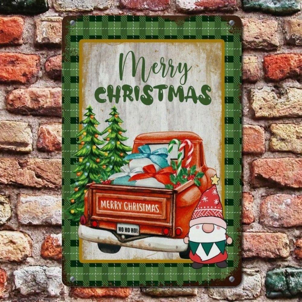 Metal Tin Sign Watercolor Christmas Tree Retro Wall Decor 20x30cm