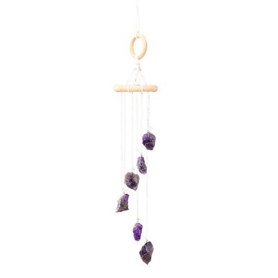 Amethyst Windspiele Steine Rohe Kristalle Windspiele für Haus Garten Dekoration für Garten Haus Dekor Fenster Schmuck