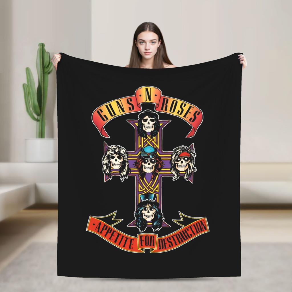 Guns N Roses Band  Blanket  Decorative Flannel Throw Blanket For Couch Bed Soft Warm Custom Quality Bedspread Gift