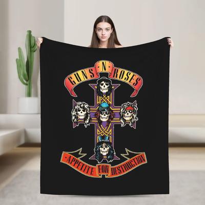 Guns N Roses Band  Warm Soft Blanket  Travel Office Plush Throw Blanket Novelty Couch Chair Flannel Bedspread Sofa Bed Cover