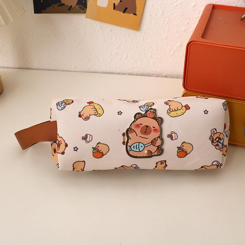 

New Cartoon Capybara Pencil Case Kawaii Handbag Multifunctional Large Capacity Storage Bag Makeup Bag Stationery Bag Supplies