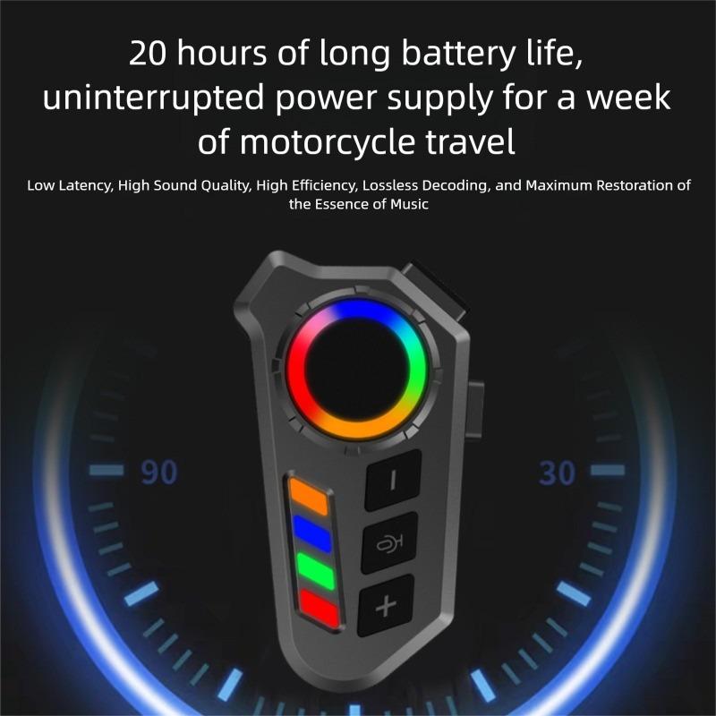 2-in-1 microphone Motorcycle Helmet Bluetooth Headset - Bluetooth 6.0, IP65 Water Resistance, Voice Control Supported, 20-Hour Battery Life