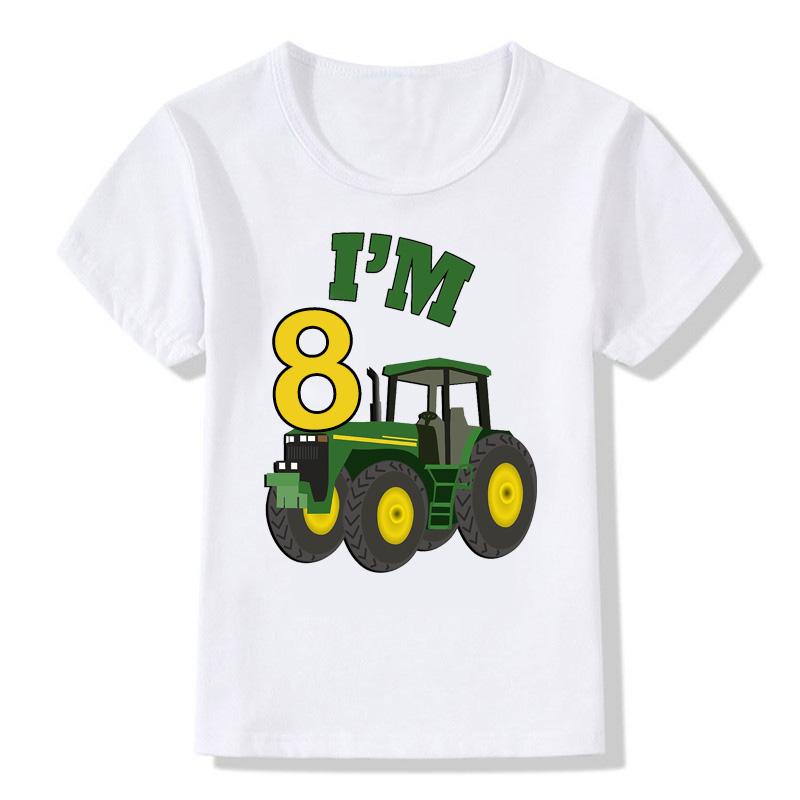Boy Cute Farm Theme Tractor 1-10 Birthday Number Print T Shirt Kids Birthday Boy&Girl Funny Gift Tshirt Present Children Clothes