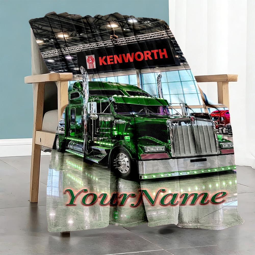 Peterbilt Heavy Trucks Personalized Text Blanket Multi-purpose Customizable Blanket Ultra-Soft Throw For Living Room Home Decor Chair Bedding