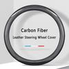 For Chevrolet 15" Carbon Fiber Car Steering Wheel Cover Black Genuine Leather