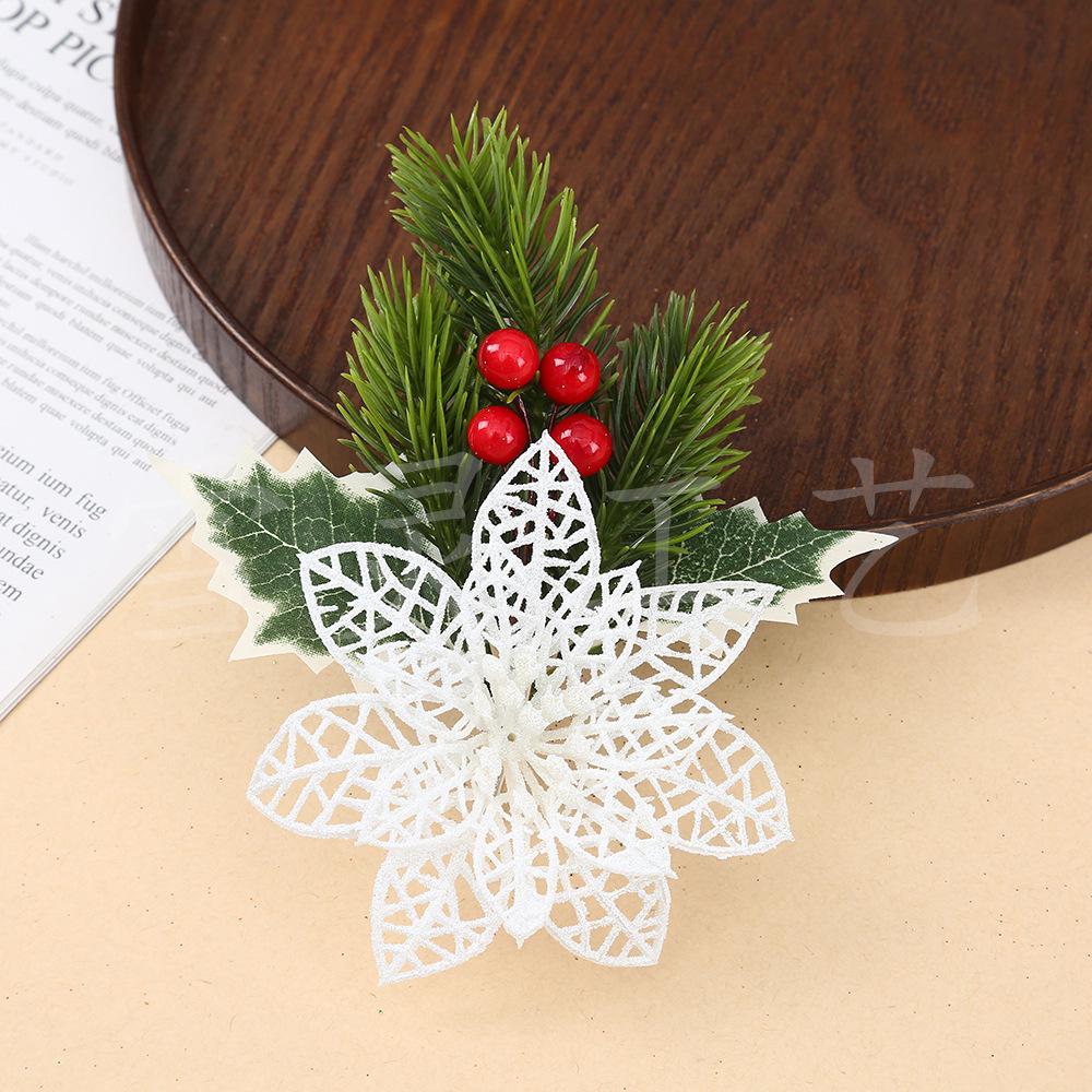 Christmas Flowers, Christmas Celebration Decorations, Scallion Powder with Hollow Flowers, Christmas Tree Decorations, Pendants, Ornaments, Handicraft