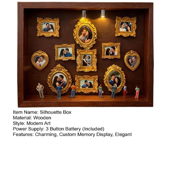 Scatola Ombra Mini Museo Grande con Luce Kit Cornice Scatola Ombra con 8 Miniature e 11 Mini Cornici Dorate Kit Espositore Foto Personalizzato per Anniversari
