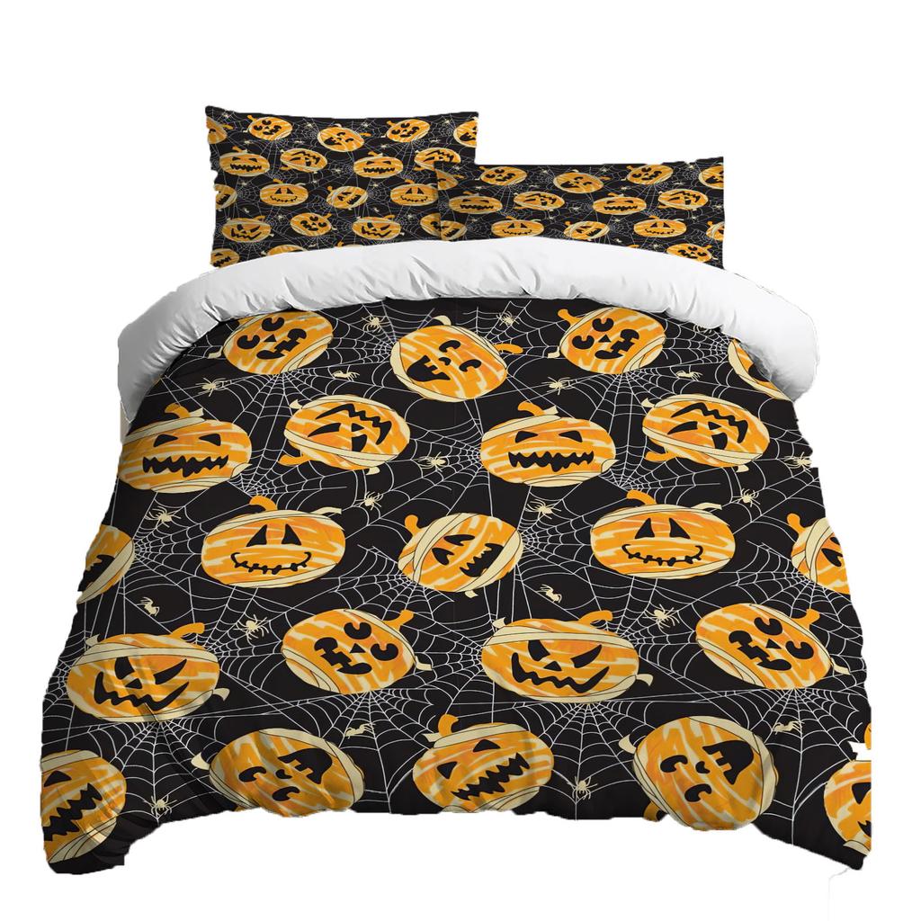 Halloween Three-piece Bedding Set Quilt Cover Pillowcase Brushed Fabric Thickened