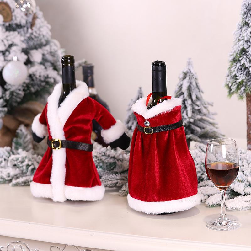 Christmas Red Wine Bottle Covers Bag Creative Golden Velvet Dress Santa Claus Champagne Bottle Cover Christmas Decor 2025 New