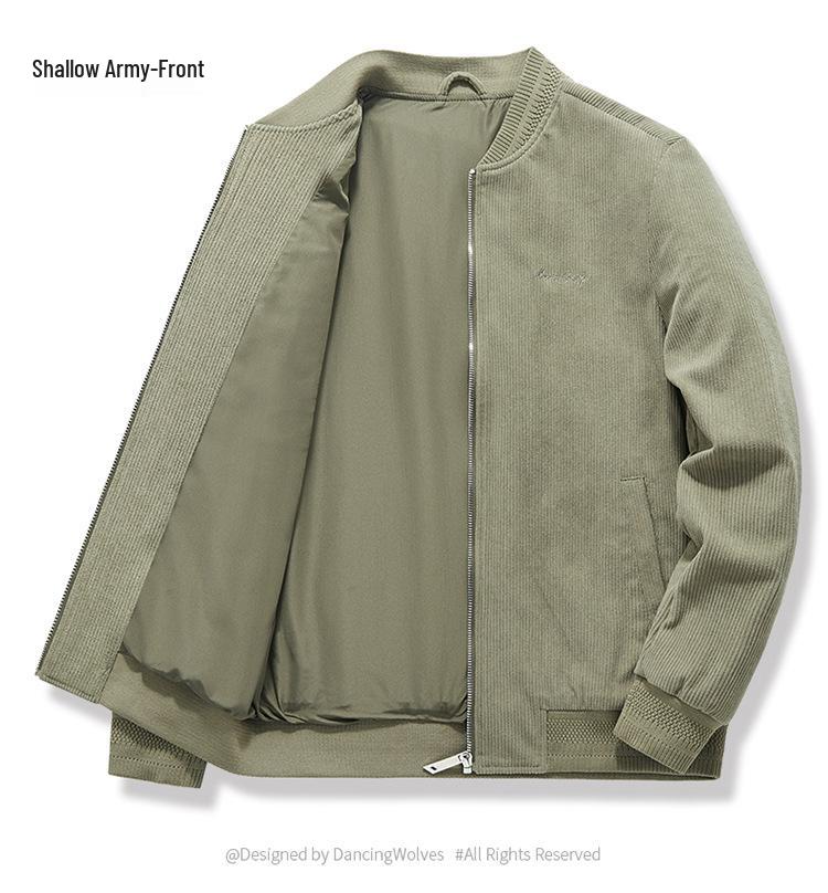 Men's Loose-Fit Corduroy Baseball Jacket - Spring/Autumn Casual Versatile Plus Size