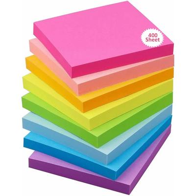Ofixo 400 Sheets (5 Mix Color * 80 Sheets Each Color) Fluorescent Paper Self Adhesive Memo Pad Sticky Notes Bookmark Poi