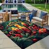 1pc Christmas Themed Rug, Merry Christmas Candles Candies and Gifts Print, Bedside Carpet, Non slip Laundry Room Mat, Machine Washable Water