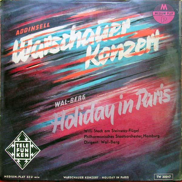 

10inch Record RICHARD ADDINSELL WALBERG Warschauer Konzert Holiday in Par TW30017 Telefunken Germany Classical Used