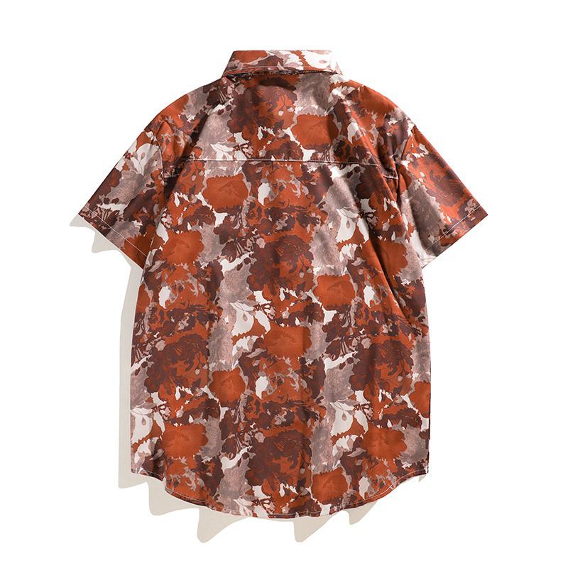 Men's Hawaiian Tie-Dye Beachwear Set: Short Sleeve, Loose Fit, Plus Size, Couple's Two-Piece