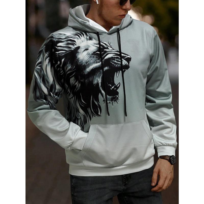 

Manfinity LEGND Men 3D Lion Print Kangaroo Pocket Drawstring Hoodie S