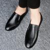 Men Casual Shoes Men's Genuine Leather Fashionable Breathable Peas Shoes Trend Black All-match Wear-resistant Flat Shoes