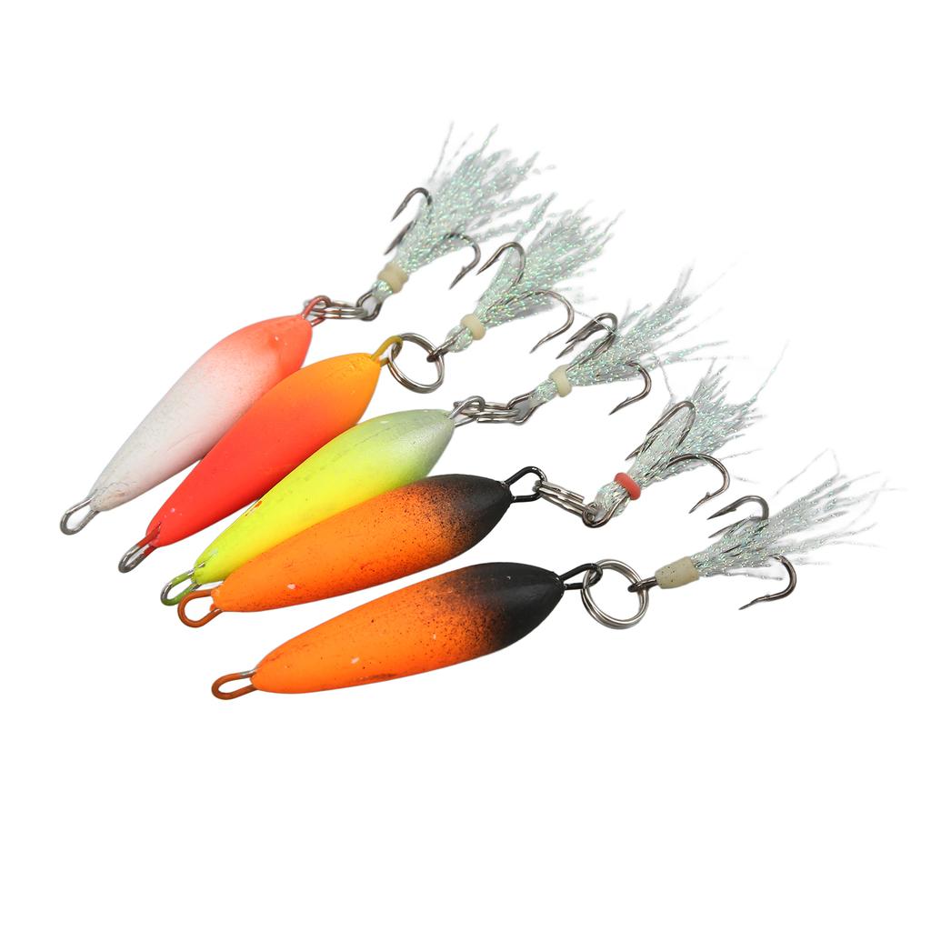 5pcs Winter Ice Fishing Treble Hook High Carbon Steel Foam Floating Jigging Fishing Hooks with BoxBox