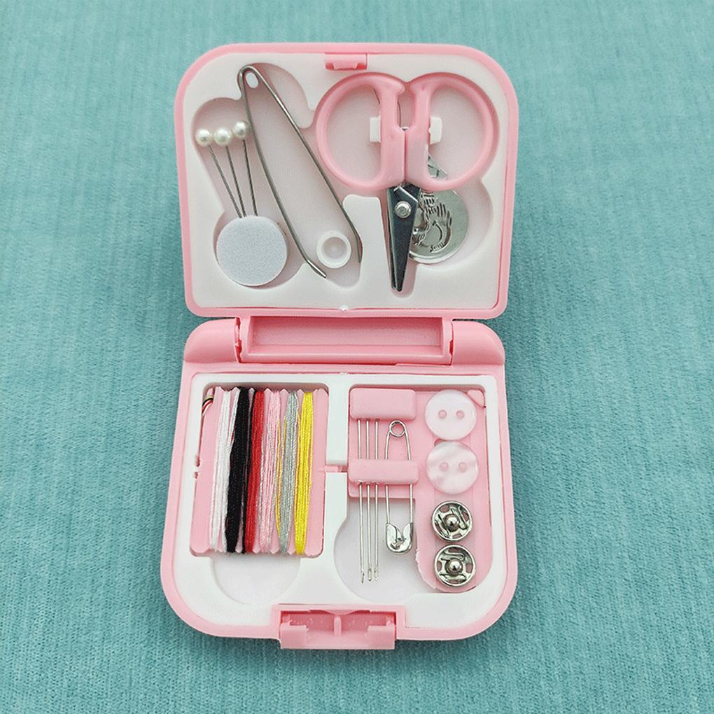 Portable Travel Mini Sewing Kit Scissor Thimble Embroidery Needle Threads Set With Box Household Sewing Set