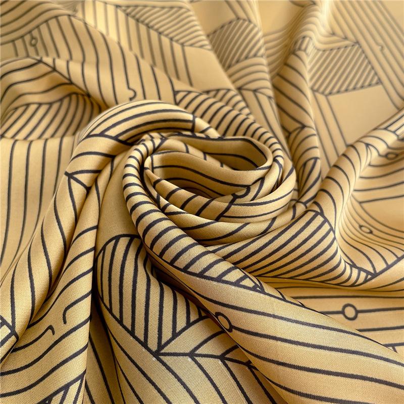 Fashion Geometry Professional Femininity Silk Scarf Simple Sunscreen Small Square Scarf Simulation Silk Color Matching Headband Printed Scarf