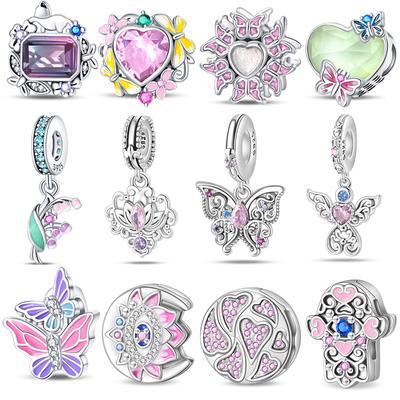 Copper Art Flower Design Shimmering Zircon Series Charms Separator Bead Beads Suitable For Pan Original Bracelet DIY Craft Party Jewelry