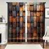 2pcs multi-textured block patchwork printed curtains, pole bag home decoration, room decoration
