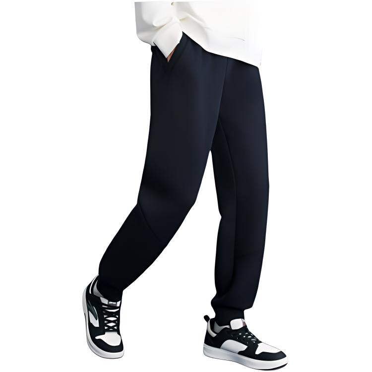 Anta KT Series Color Block Mid Waist Loose Cuff Knit Sports Pants Men Bottoms Basic-Black 152411333-2