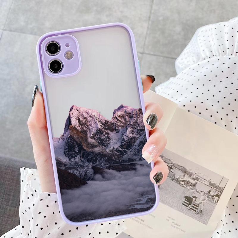 Aesthetic Snow Mountain Painting Phone Case for iPhone 7 8 Plus SE2 X XR XS MAX 15 14 12 13 mini 11 Pro Max Shockproof Cover