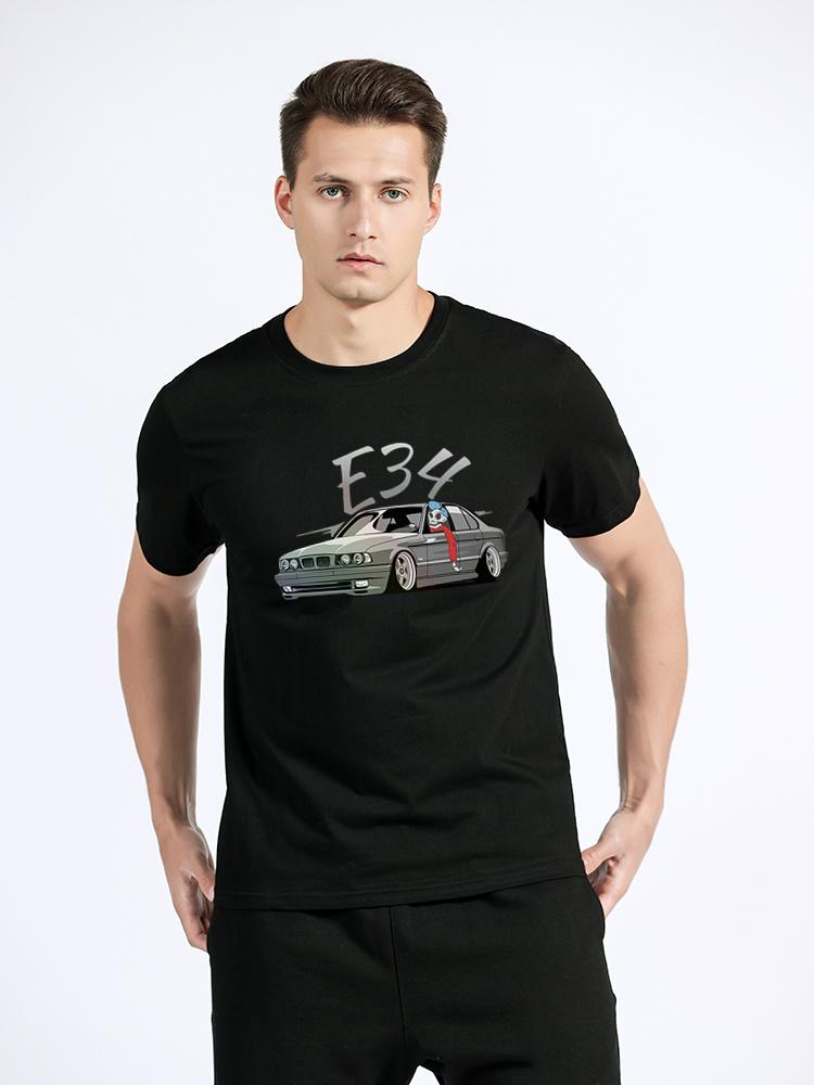 Glstkrrn E34 Herren T-Shirt Sommer Herren Übergroßes T-Shirt Herrenbekleidung Harajuku Mode Streetwear T-Shirts Retro Baumwoll T-Shirt