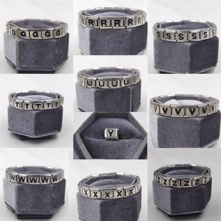 Italian Jewelry Charm Link Vintage Square Letter Beads Stainless Steel Material