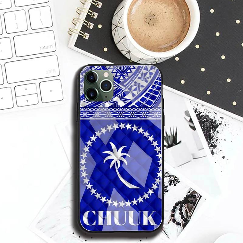 Chuuk Chuukese Pride 691 Flag Phone Case Tempered Glass For iPhone 12 pro max mini 11 Pro XR XS MAX 8 X 7 6S 6 Plus SE 2020 case