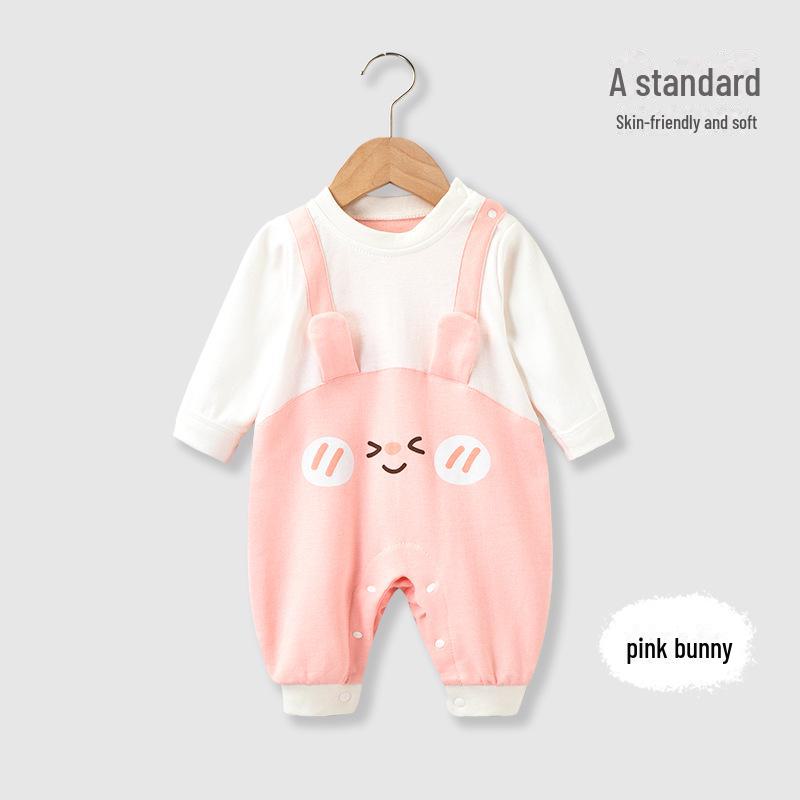 

Детский хлопковый комбинезон унисекс на весну и осень – комбинезон с длинными рукавами для новорожденных, идеально подходит для ползания и игр. 59cm розовый