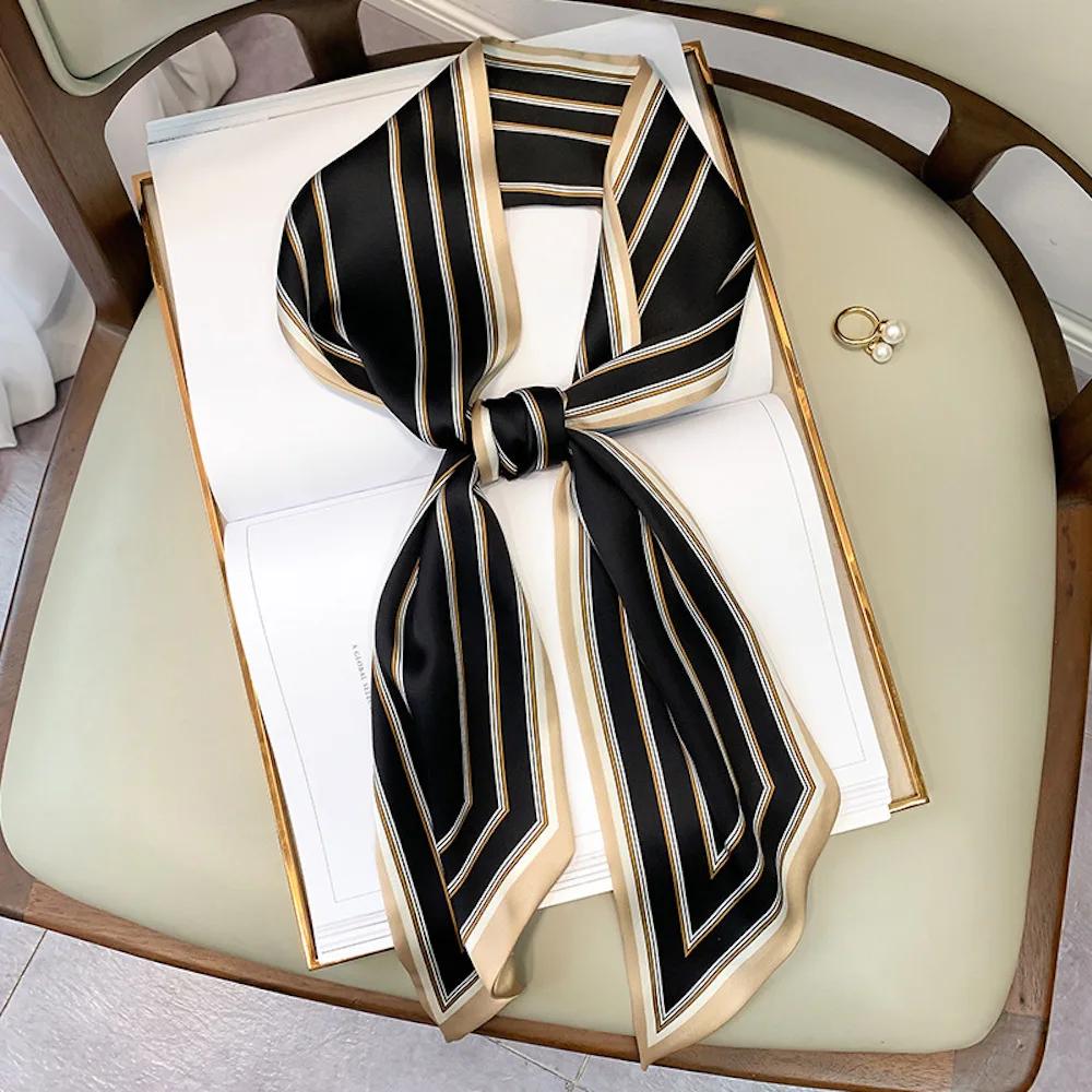 Long Silk Scarf Bag Tie Lady Neck Skinny Scarves Hairband Foulard Horse Print Brand Lady Neckerchief Ribbon  Spring New