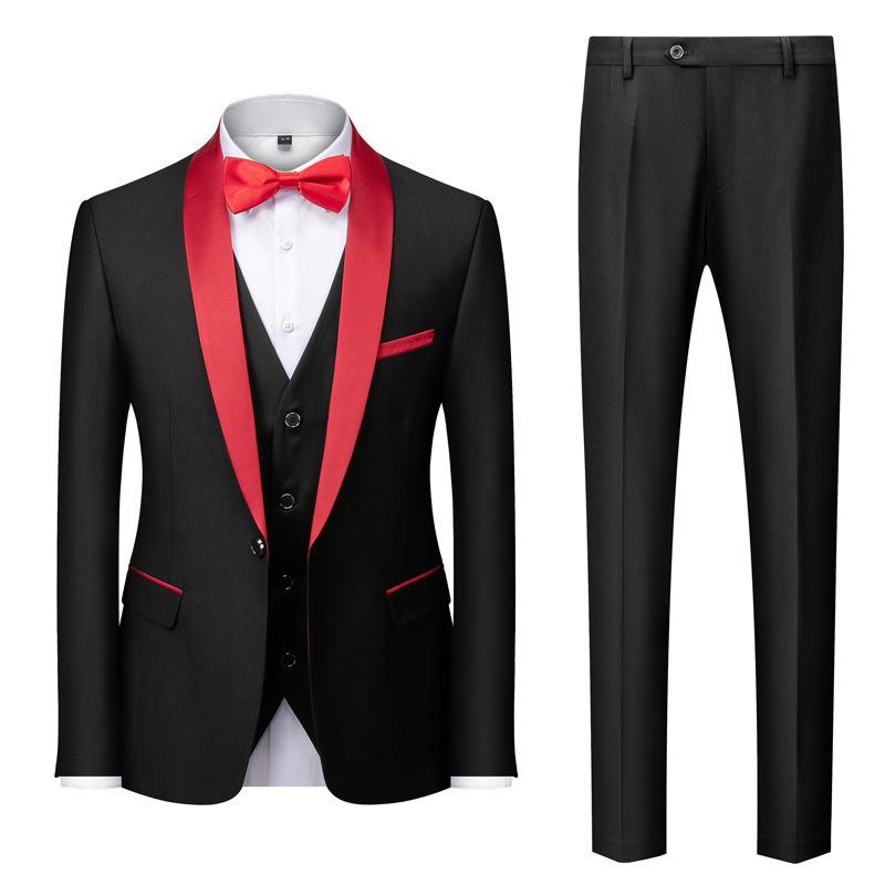 Men's Plus Size Business Casual Suit Three-Piece Set for Weddings and Events