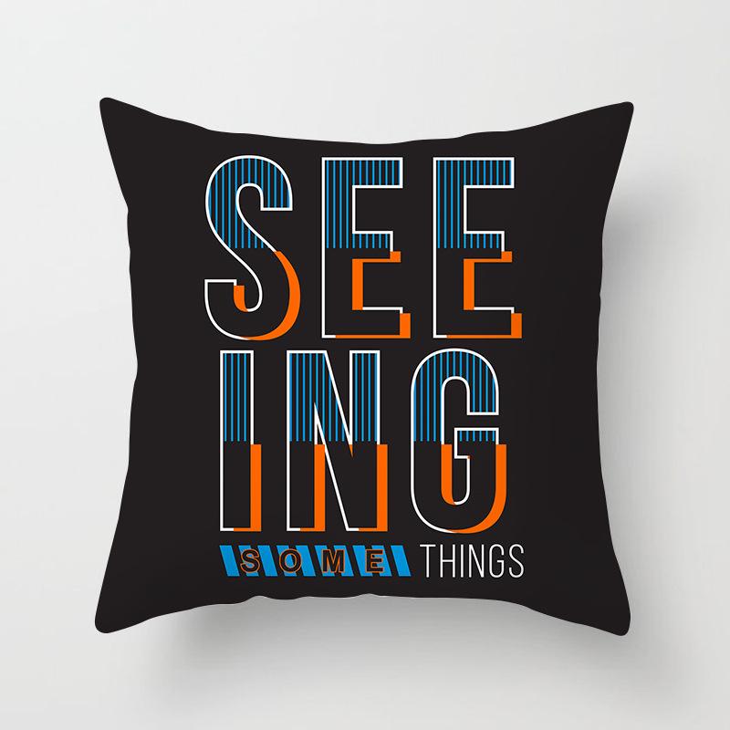 Nordic Black Letter Pillow Cushion Cover Living Room Sofa Car Pillow Cover Home Furnishings